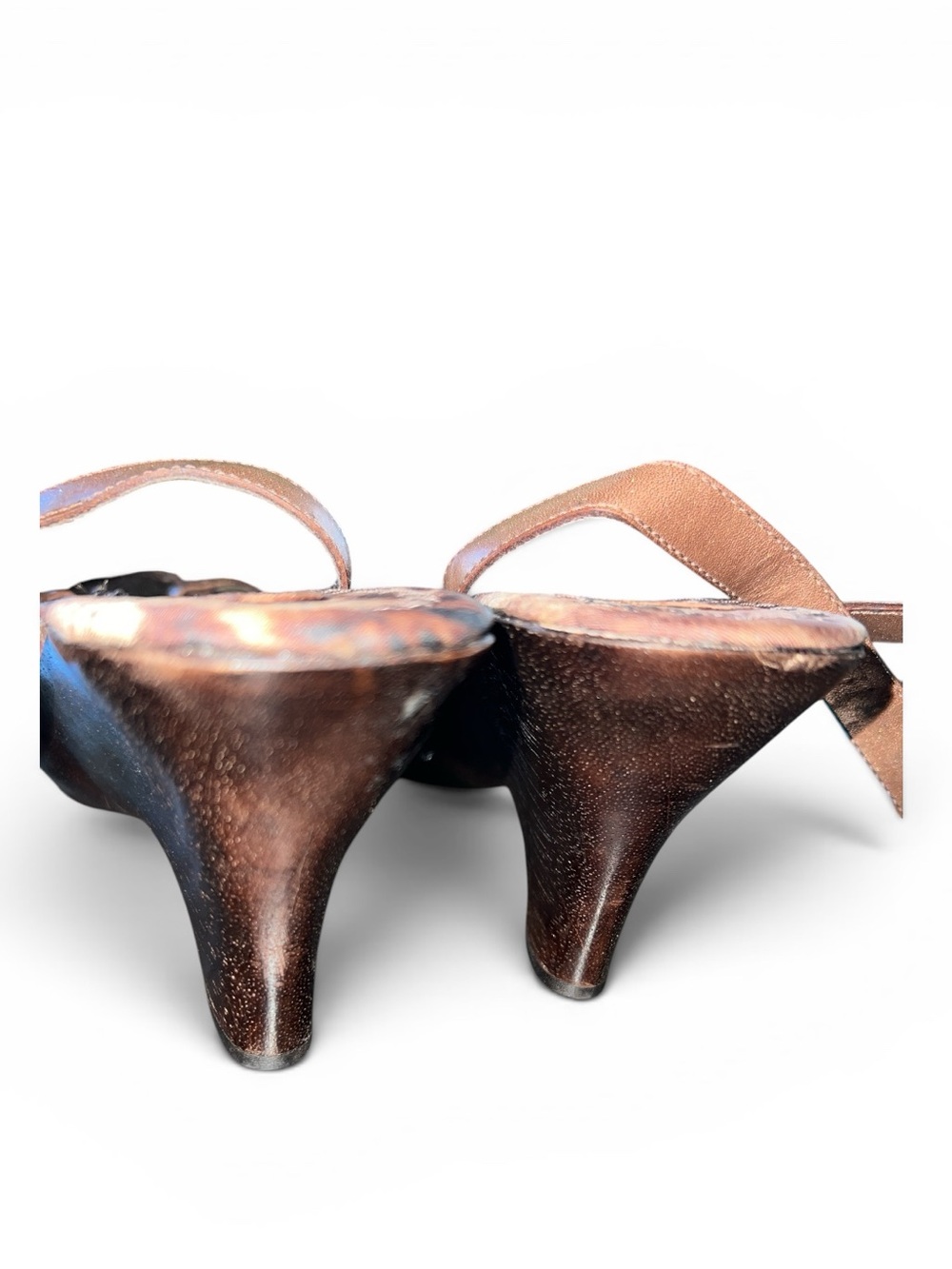 Vintage Enzo Angiolini Size 10 Leopard Print Leather Slingback Wedge Heels - Picture 4 of 6